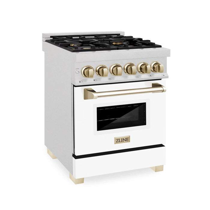 ZLINE 24" Autograph Edition, Dual Fuel Range, White door RASZ - WM - 24 - G - Farmhouse Kitchen and Bath