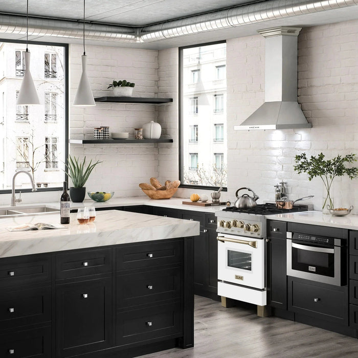 ZLINE 24" Autograph Gas Range, DuraSnow, White Door, RGSZ - WM - 24 - G - Farmhouse Kitchen and Bath