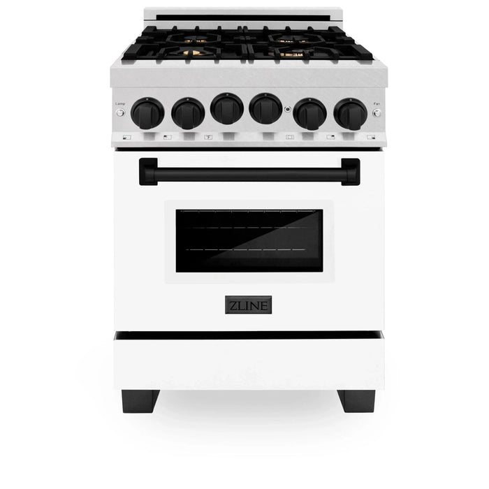 ZLINE 24" Autograph Gas Range, DuraSnow, White Door, RGSZ - WM - 24 - MB - Farmhouse Kitchen and Bath