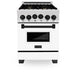 ZLINE 24" Autograph Gas Range, DuraSnow, White Door, RGSZ - WM - 24 - MB - Farmhouse Kitchen and Bath
