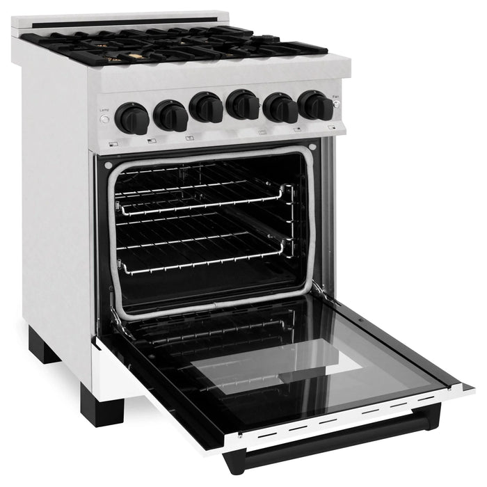 ZLINE 24" Autograph Gas Range, DuraSnow, White Door, RGSZ - WM - 24 - MB - Farmhouse Kitchen and Bath