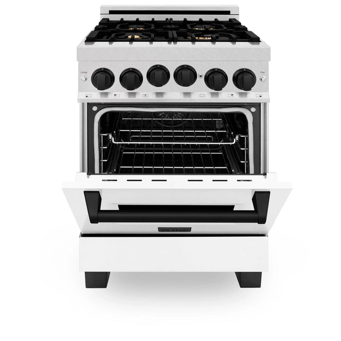 ZLINE 24" Autograph Gas Range, DuraSnow, White Door, RGSZ - WM - 24 - MB - Farmhouse Kitchen and Bath
