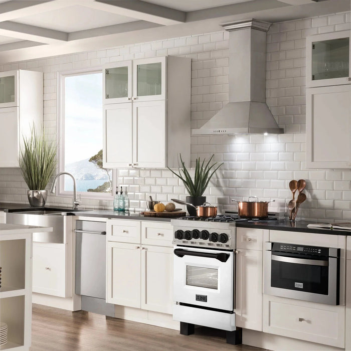 ZLINE 24" Autograph Gas Range, DuraSnow, White Door, RGSZ - WM - 24 - MB - Farmhouse Kitchen and Bath