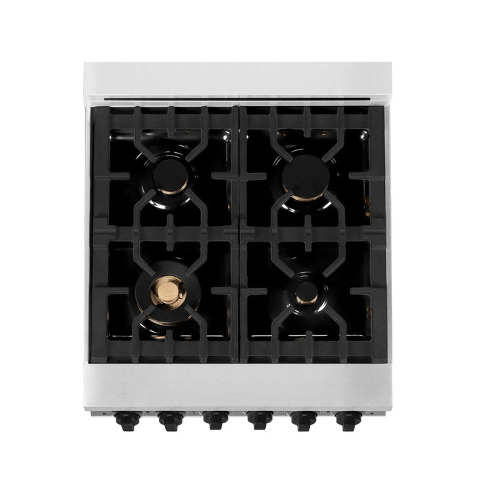 ZLINE 24" Autograph Gas Range, DuraSnow, White Door, RGSZ - WM - 24 - MB - Farmhouse Kitchen and Bath