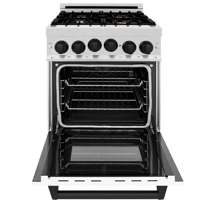 ZLINE 24" Autograph Gas Range, DuraSnow, White Door, RGSZ - WM - 24 - MB - Farmhouse Kitchen and Bath
