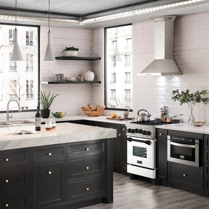 ZLINE 24" Autograph Gas Range, DuraSnow, White Door, RGSZ - WM - 24 - MB - Farmhouse Kitchen and Bath