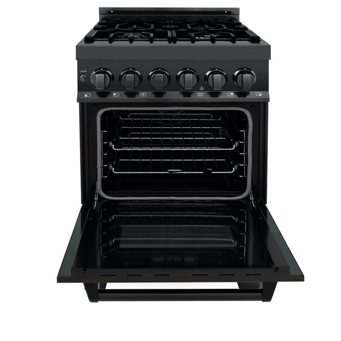 ZLINE 24" Black Stainless, Gas Burner, Electric Oven Range, RAB - 24 - Farmhouse Kitchen and Bath