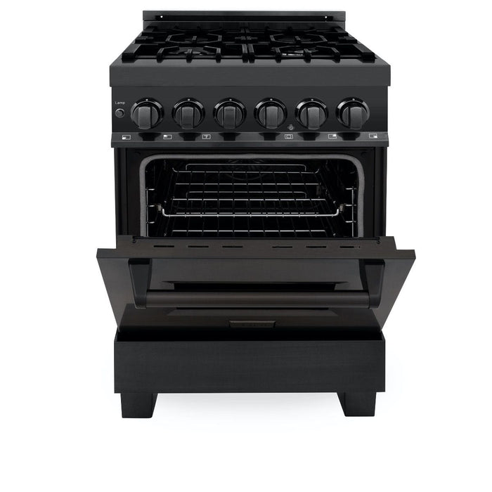 ZLINE 24" Black Stainless, Gas Burner, Electric Oven Range, RAB - 24 - Farmhouse Kitchen and Bath