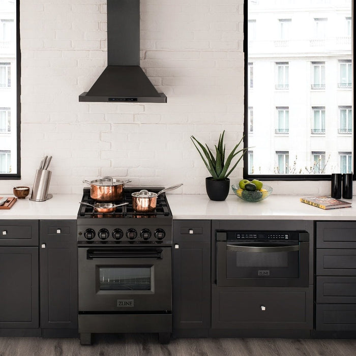 ZLINE 24" Black Stainless, Gas Burner, Electric Oven Range, RAB - 24 - Farmhouse Kitchen and Bath