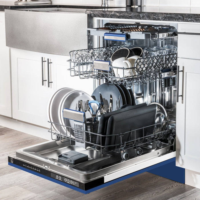 ZLINE 24" Dishwasher in Blue Matte panel, Stainless Tub, DWV - BM - 24 - Farmhouse Kitchen and Bath