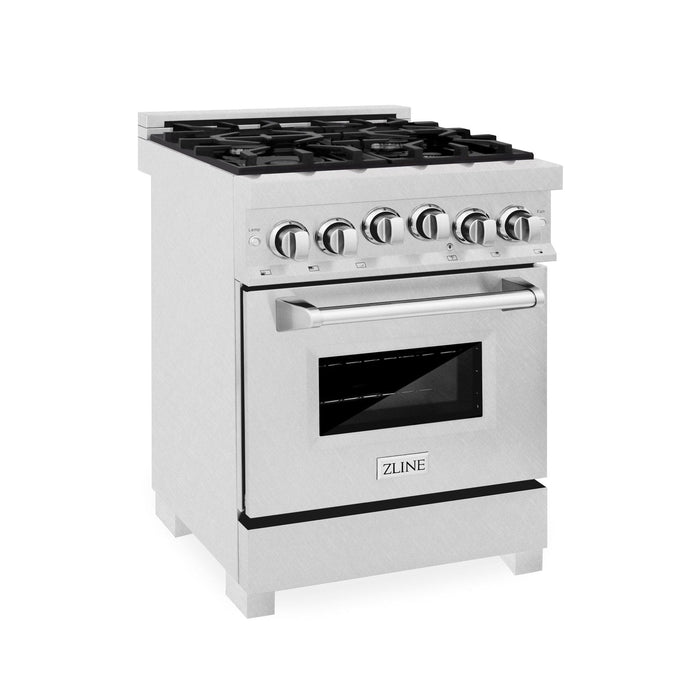 ZLINE 24" Gas On Gas Range, DuraSnow, Stainless Steel, RGS - SN - BR - 24 - Farmhouse Kitchen and Bath
