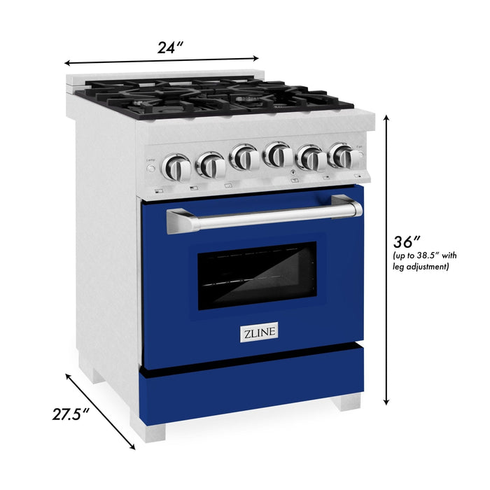 ZLINE 24" Gas On Gas Range In DuraSnow, Stainless Steel, RGS - BG - 24 - Farmhouse Kitchen and Bath
