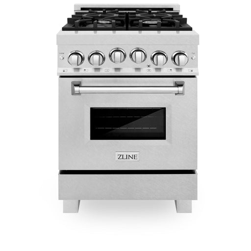 ZLINE 24" Gas On Gas Range In DuraSnow, Stainless Steel, RGS - SN - 24 - Farmhouse Kitchen and Bath