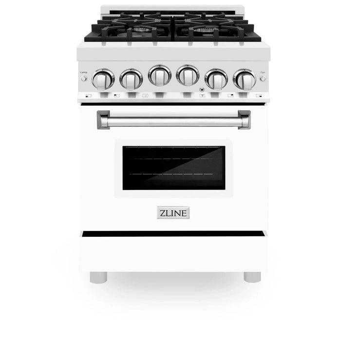 ZLINE 24" Gas on Gas Range in Stainless, White Matte Door, RG - WM - 24 - Farmhouse Kitchen and Bath