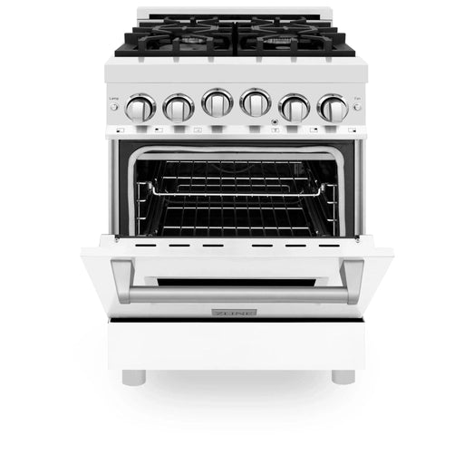 ZLINE 24" Gas on Gas Range in Stainless, White Matte Door, RG - WM - 24 - Farmhouse Kitchen and Bath