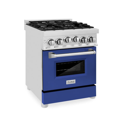 ZLINE 24" Gas on Gas Range, Stainless Steel, Blue Gloss Door, RG - BM - 24 - Farmhouse Kitchen and Bath