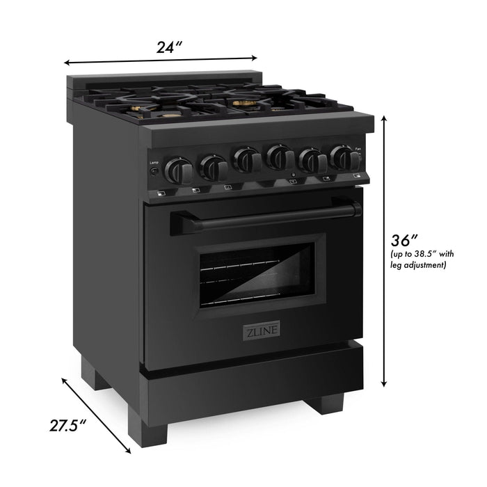 ZLINE 24" Gas Range, Black Stainless Steel, RGB - 24 - Farmhouse Kitchen and Bath