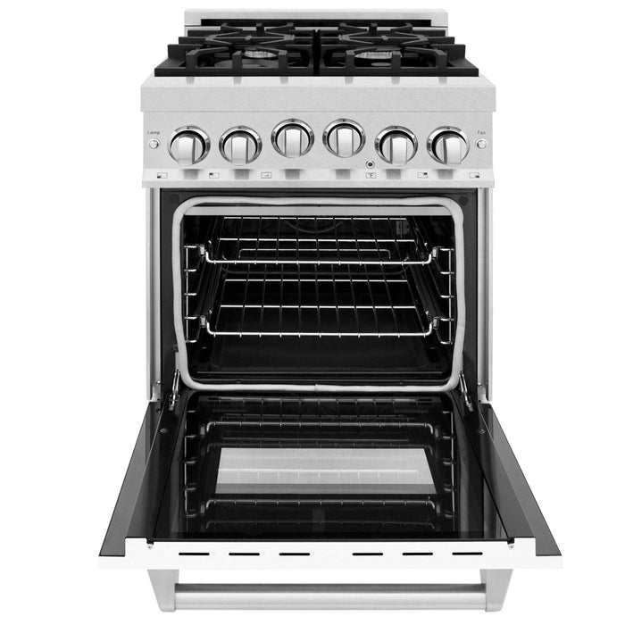 ZLINE 24" Gas Range, DuraSnow Stainless, White Matt Door, RGS - WM - 24 - Farmhouse Kitchen and Bath