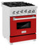 ZLINE 24" Gas Range In DuraSnow Stainless Steel, Red Matt, RGS - RM - 24 - Farmhouse Kitchen and Bath