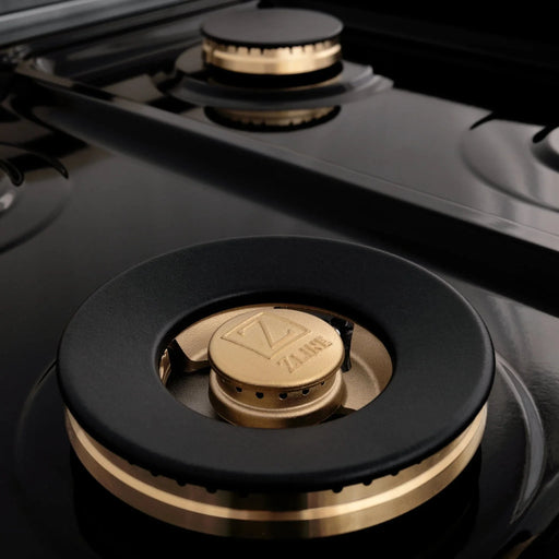 ZLINE 24" Gas Range, Stainless Steel, Black Gloss Door, RG - BLM - 24 - Farmhouse Kitchen and Bath
