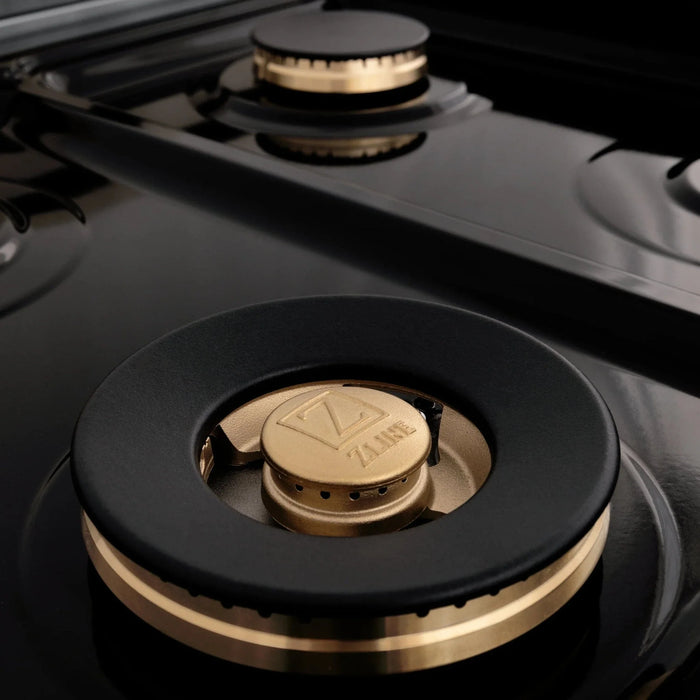 ZLINE 24" Gas Range, Stainless Steel, Black Gloss Door, RG - BLM - 24 - Farmhouse Kitchen and Bath