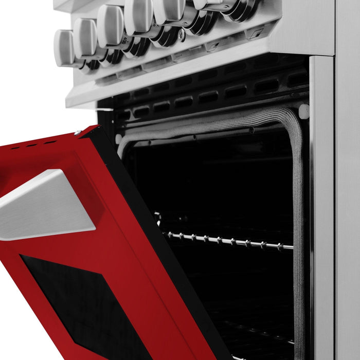 ZLINE 24" Gas Range with Red Gloss door, RG - RG - 24 - Farmhouse Kitchen and Bath