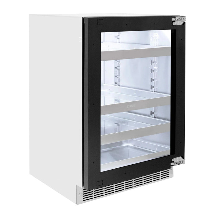 ZLINE 24 in. Touchstone 151 Can Beverage Fridge With Panel Ready Glass Door RBSPO - 24 - Farmhouse Kitchen and Bath