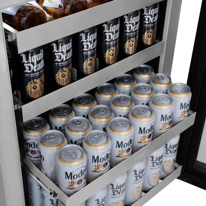 ZLINE 24 in. Touchstone 151 Can Beverage Fridge With Panel Ready Glass Door RBSPO - 24 - Farmhouse Kitchen and Bath
