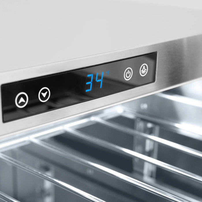 ZLINE 24 in. Touchstone 151 Can Beverage Fridge With Stainless Steel Glass Door RBSO - GS - 24 - Farmhouse Kitchen and Bath