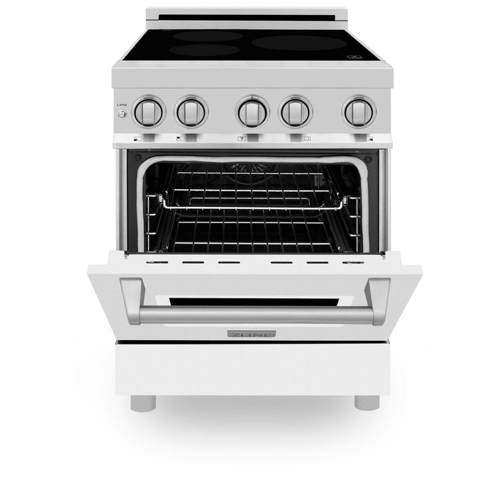 ZLINE 24" Induction Range with a 3 Element Stove and Electric Oven in White Matte RAIND - WM - 24 - Farmhouse Kitchen and Bath