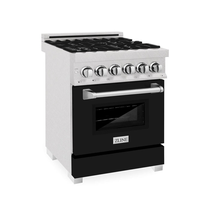 ZLINE 24" Professional Dual Fuel Range in Black Matte, RAS - BLM - 24 - Farmhouse Kitchen and Bath