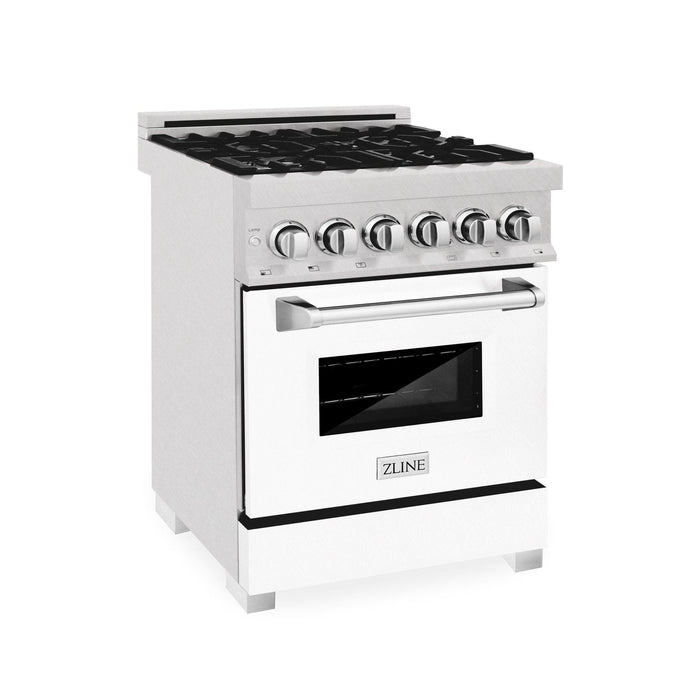 ZLINE 24" Professional Dual Fuel Range in White Matte RAS - WM - 24 - Farmhouse Kitchen and Bath