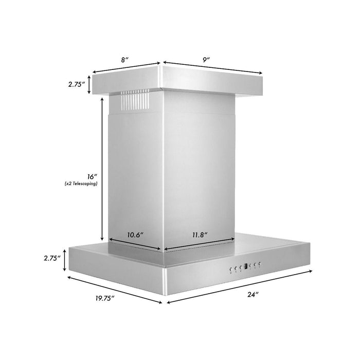 ZLINE 24" Wall Range Hood, Stainless Steel, Crown Molding, KECRN - 24 - Farmhouse Kitchen and Bath
