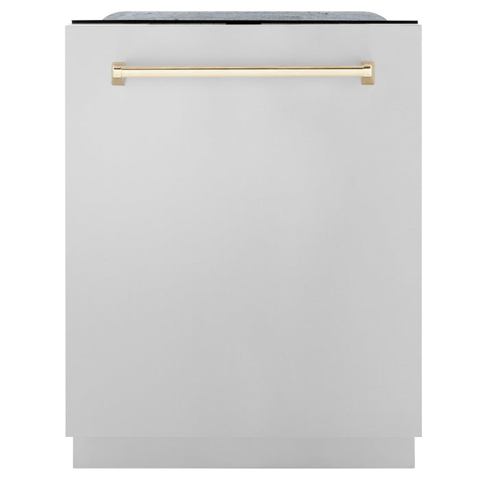 ZLINE 24"Autograph Dishwasher, Stainless, Accent Handle, DWMTZ - 304 - 24 - G - Farmhouse Kitchen and Bath