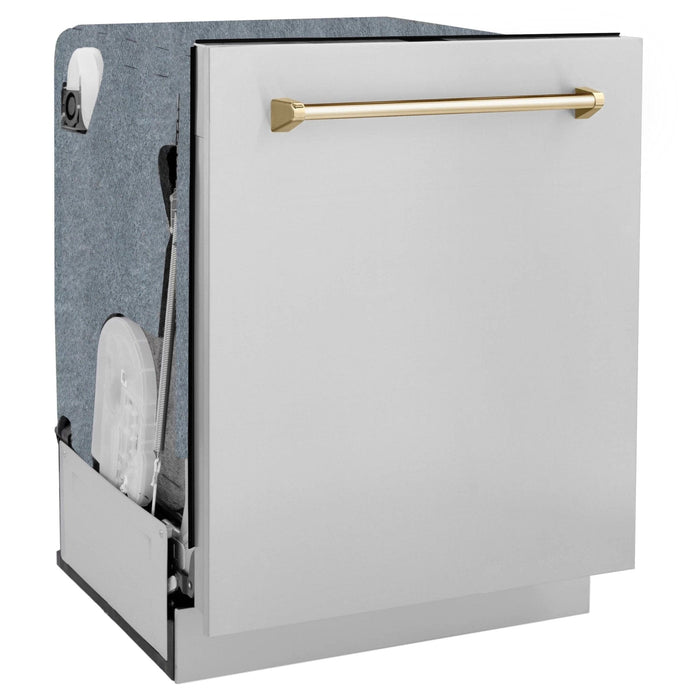 ZLINE 24"Autograph Dishwasher, Stainless, Accent Handle, DWMTZ - 304 - 24 - G - Farmhouse Kitchen and Bath