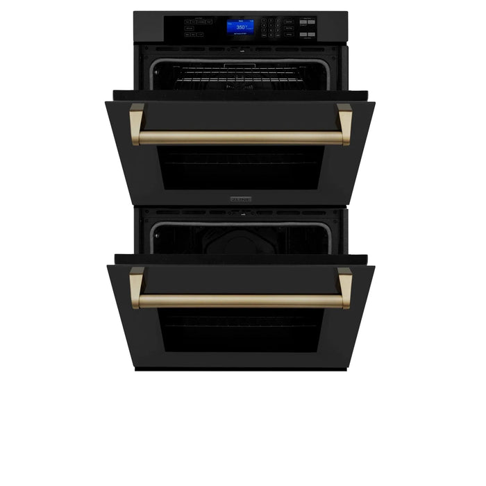 ZLINE 30" Autograph Double Wall Oven with Self Clean and True Convection in Black Stainless Steel Champagne Bronze AWDZ - 30 - BS - CB - Farmhouse Kitchen and Bath