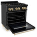 ZLINE 30" Autograph Dual Fuel Range, Black Stainless, Gold, RABZ - 30 - G - Farmhouse Kitchen and Bath