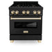 ZLINE 30" Autograph Dual Fuel Range, Black Stainless, Gold, RABZ - 30 - G - Farmhouse Kitchen and Bath