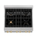 ZLINE 30" Autograph Dual Fuel Range, DuraSnow Stainless, Gold, RASZ - SN - 30 - G - Farmhouse Kitchen and Bath