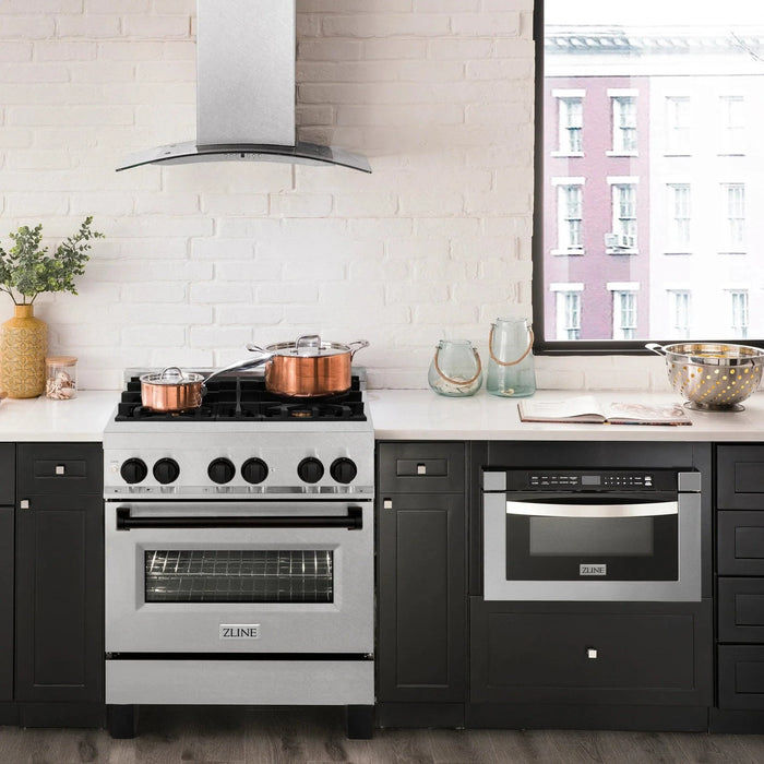 ZLINE 30" Autograph Dual Fuel Range, DuraSnow Stainless, RASZ - SN - 30 - MB - Farmhouse Kitchen and Bath