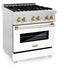 ZLINE 30" Autograph, Dual Fuel Range, White Door, Gold, RASZ - WM - 30 - G - Farmhouse Kitchen and Bath