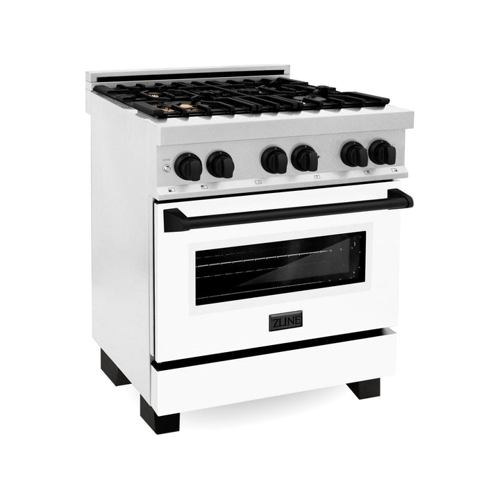 ZLINE 30" Autograph, Dual Fuel Range, White Door, RASZ - WM - 30 - MB - Farmhouse Kitchen and Bath