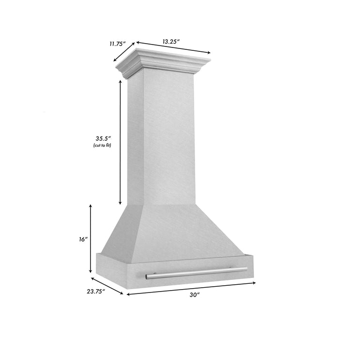 ZLINE 30" Autograph DuraSnow Stainless Steel Wall Range Hood 8654SNX - 30 - Farmhouse Kitchen and Bath