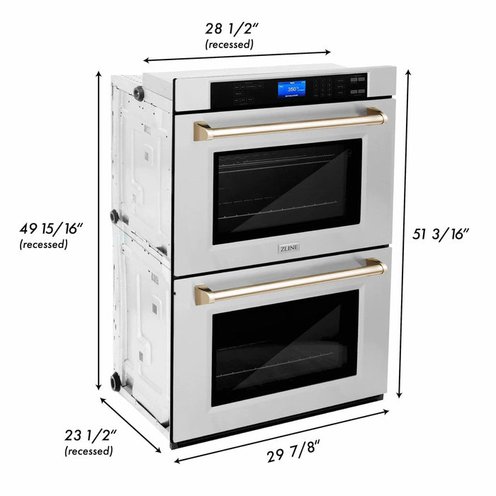 ZLINE 30" Autograph Edition Double Wall Oven with Self Clean and True Convection in Stainless Steel AWDZ - 30 - G - Farmhouse Kitchen and Bath