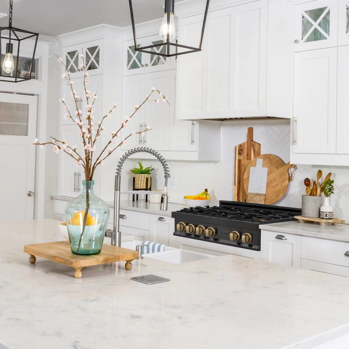 ZLINE 30" Autograph Edition Rangetop, Gold Accents, RTBZ - 30 - CB - Farmhouse Kitchen and Bath