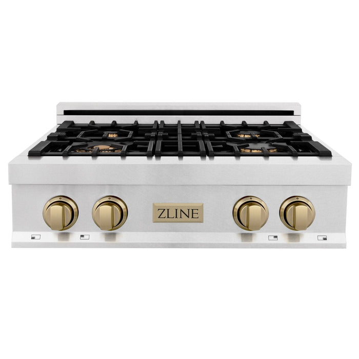 ZLINE 30" Autograph Rangetop, DuraSnow, Bronze Accents, RTSZ - 30 - CB - Farmhouse Kitchen and Bath