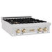 ZLINE 30" Autograph Rangetop, DuraSnow, Gold Accent, RTZ - 30 - G - Farmhouse Kitchen and Bath