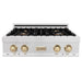 ZLINE 30" Autograph Rangetop, DuraSnow, Gold Accent, RTZ - 30 - G - Farmhouse Kitchen and Bath