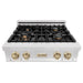 ZLINE 30" Autograph Rangetop, DuraSnow, Gold Accent, RTZ - 30 - G - Farmhouse Kitchen and Bath