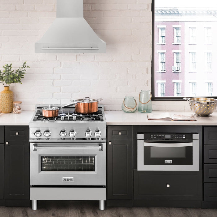 ZLINE 30" Autograph Stainless Wall Range Hood, 8654STX - 30 - Farmhouse Kitchen and Bath